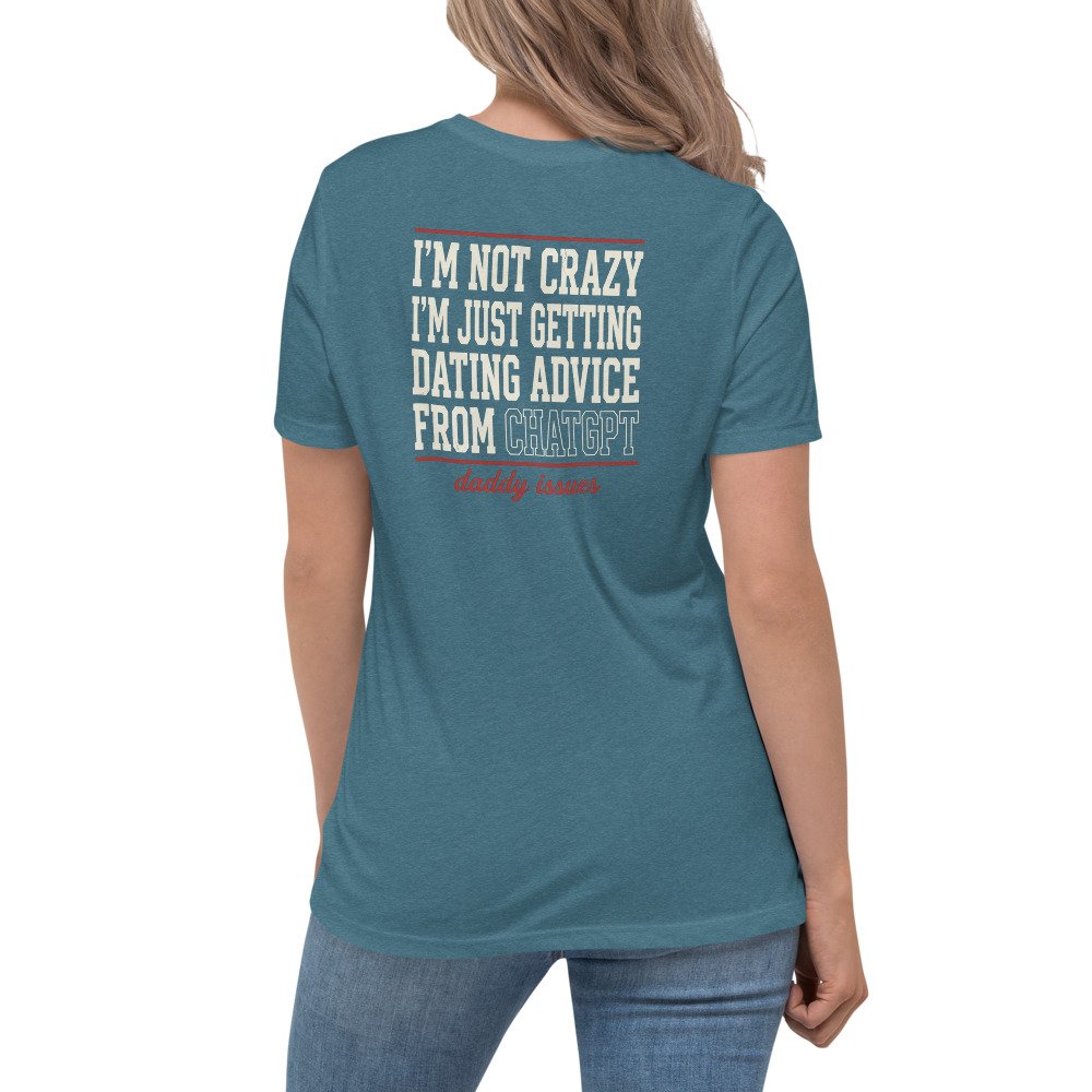 Dating Advice From ChatGPT — Varsity on a deep teal shirt