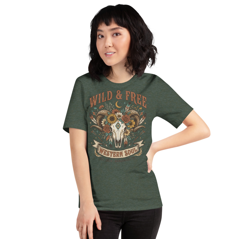 Wild & Free — Western Soul on a forest shirt