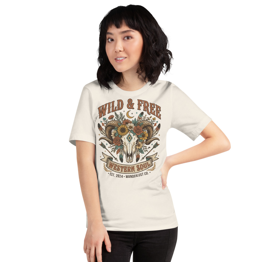 Wild & Free — Western Soul on a vintage white shirt