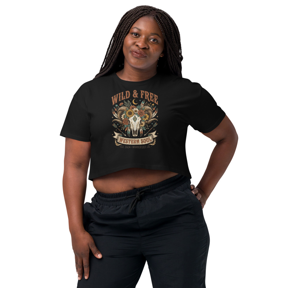 Wild & Free — Western Soul on a black shirt