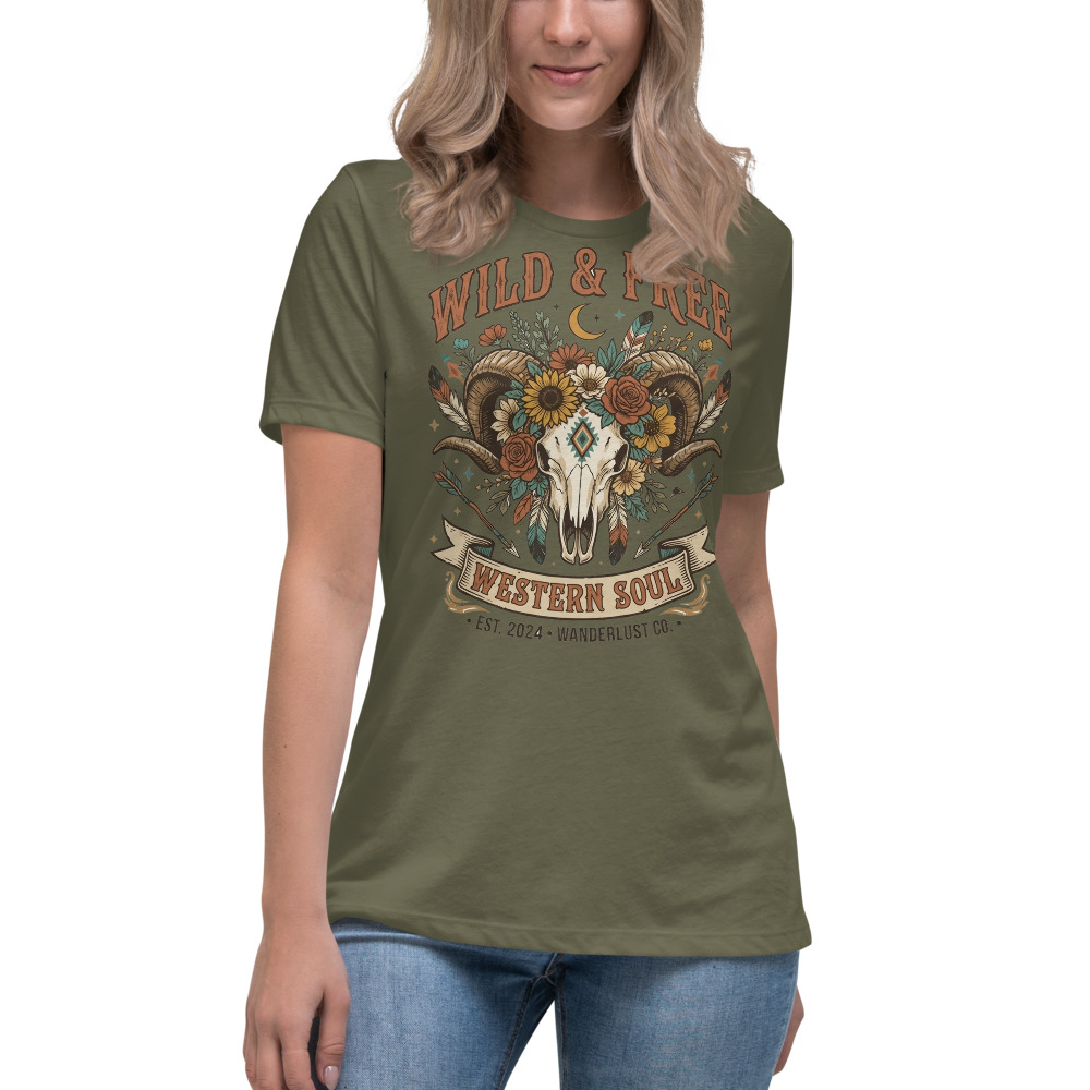 Wild & Free — Western Soul on a army shirt