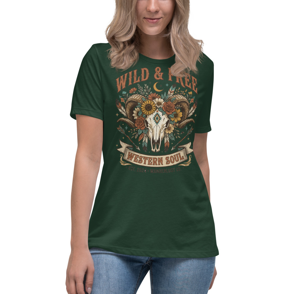 Wild & Free — Western Soul on a forest shirt