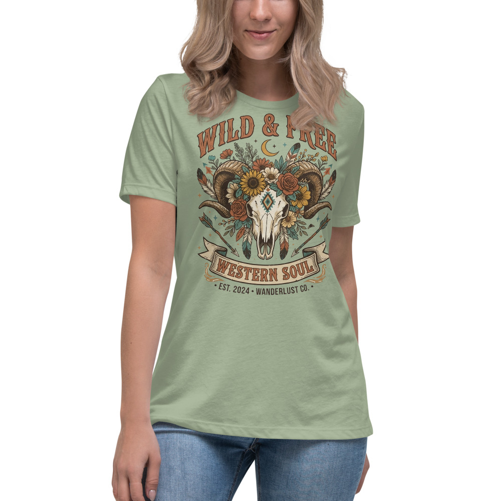 Wild & Free — Western Soul on a sage shirt