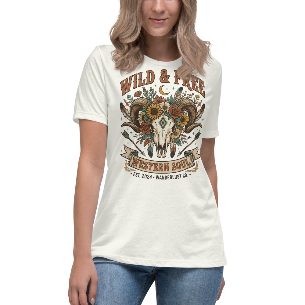 Wild & Free — Western Soul on a vintage white shirt