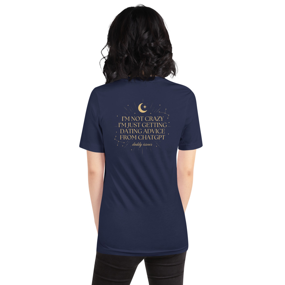 Dating Advice From ChatGPT — Celestial on a navy shirt