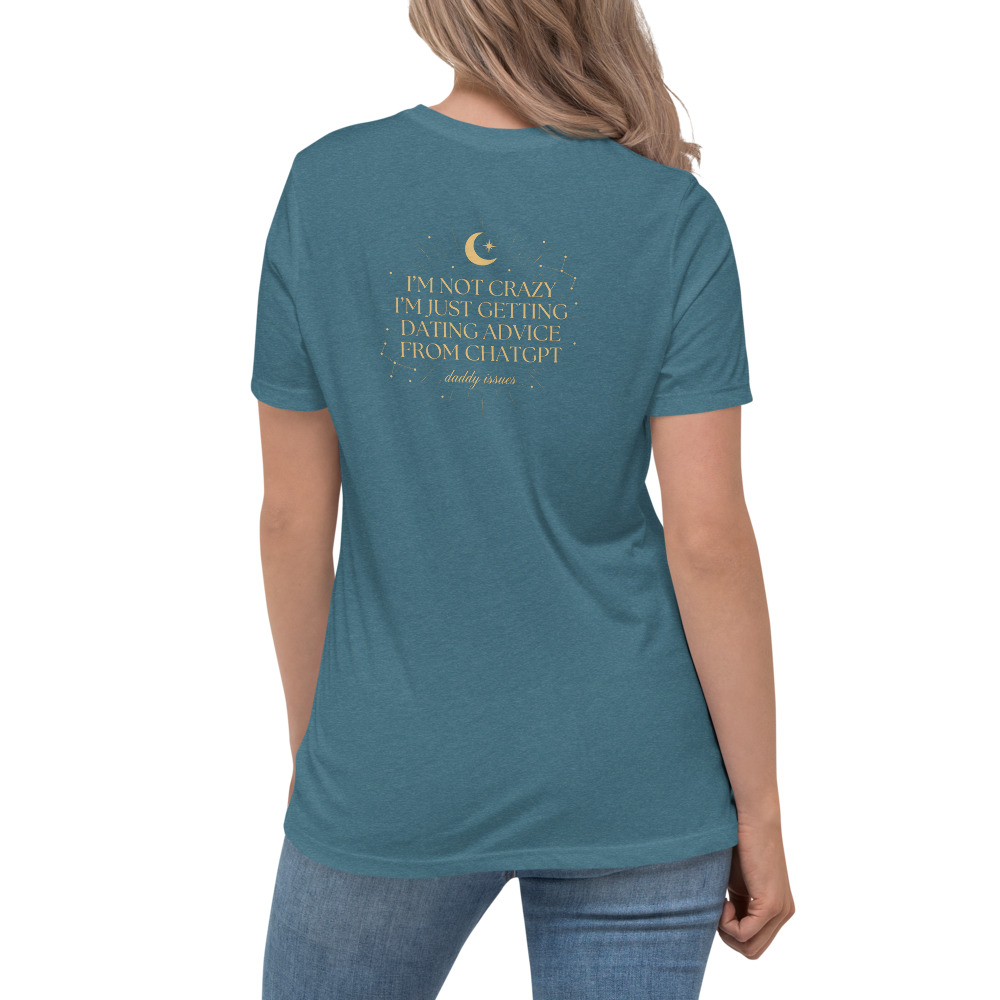 Dating Advice From ChatGPT — Celestial on a deep teal shirt