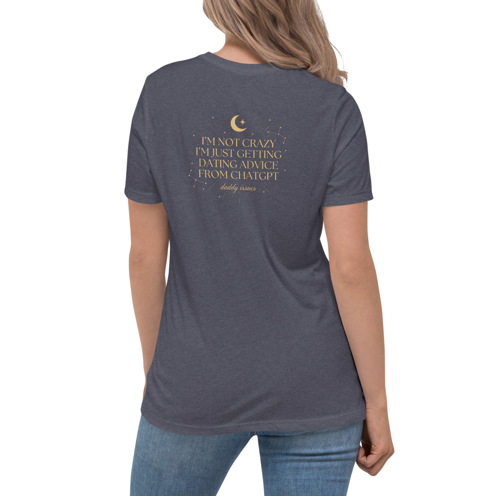 Dating Advice From ChatGPT — Celestial on a hthr navy shirt