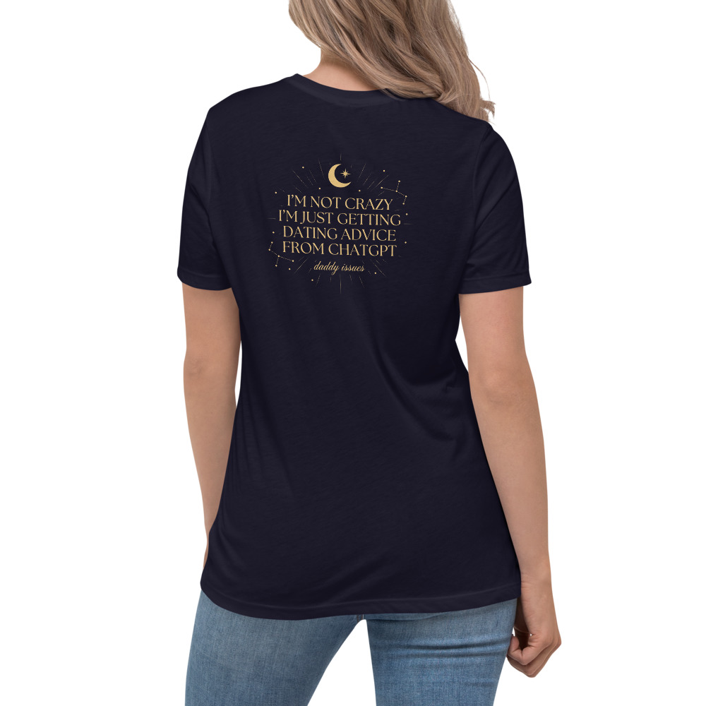 Dating Advice From ChatGPT — Celestial on a navy shirt