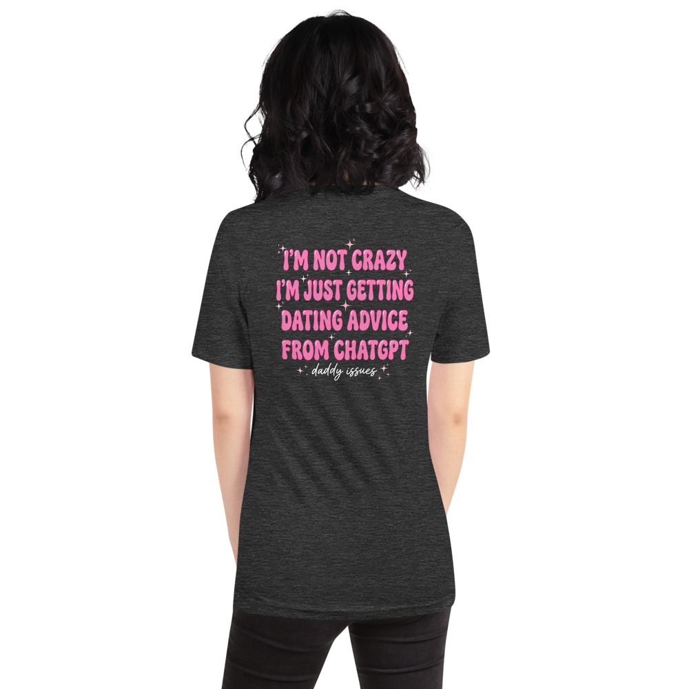 Dating Advice From ChatGPT — Y2K on a dark grey shirt