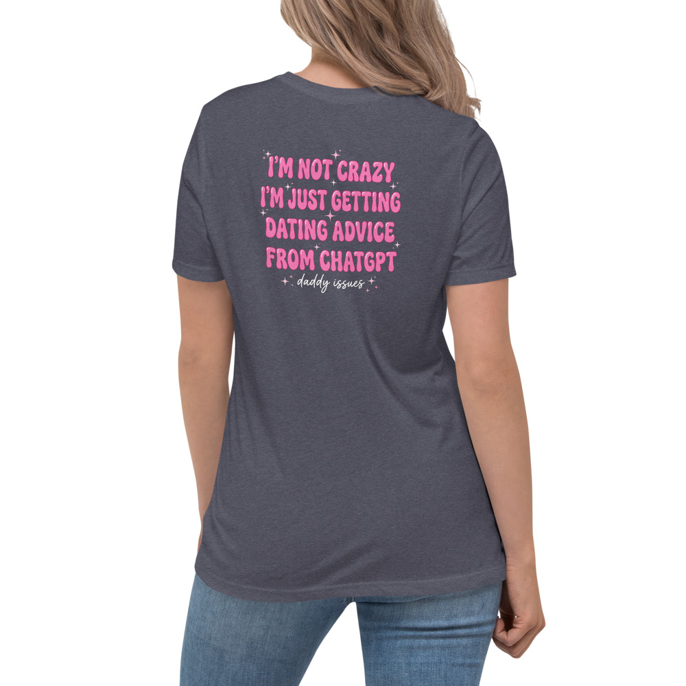 Dating Advice From ChatGPT — Y2K on a hthr navy shirt